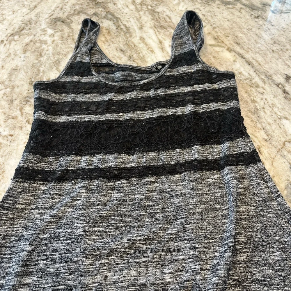 Free People Hazy Daze Grey With Black Lace Maxi Dress Size‎ S/P